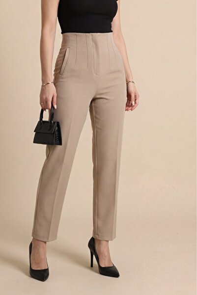 Modamorfo Zra Πλισέ Παντελόνι Καρότο -μπεζ
