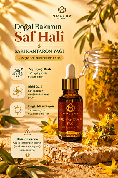 MOLENA BİTKİSEL Premium Sarı Kantaron Yağı Zeytinyağı Maserasyon 20 ml – Cilt...