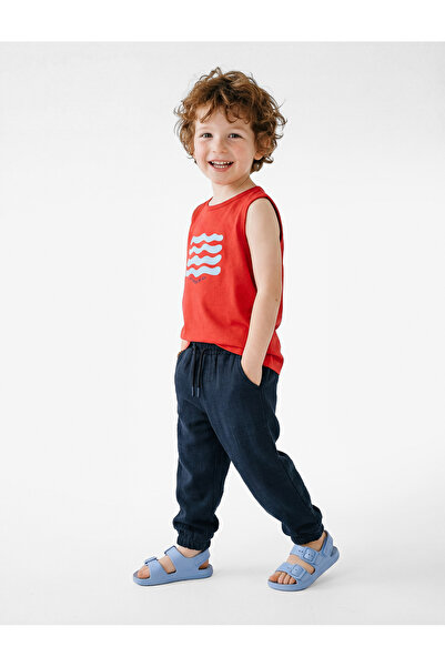 Koton Pantaloni jogger basic din țesătură de muselină din bumbac, cu șireturi...