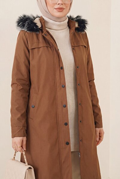 Modamorfo Κοντό παλτό με κουκούλα και τσέπες - μαύρισμα