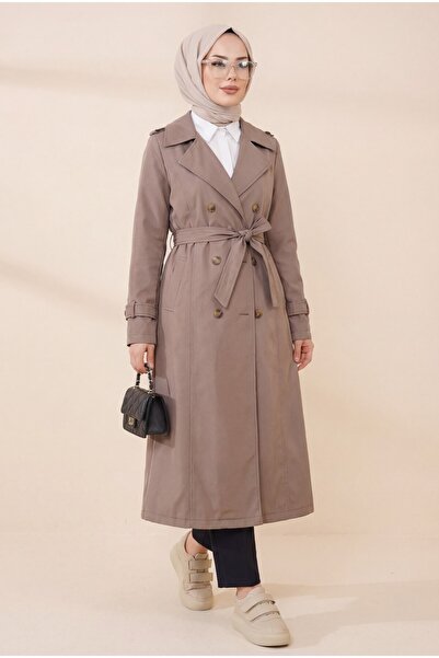 Modamorfo Gefütterter Gürtel-Trenchcoat - Nerzfarben