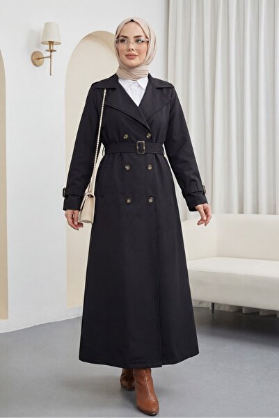 Modamorfo Μακριά καμπαρντίνα με επωμίδες στις μπράτσες και τους ώμους και τσέ...