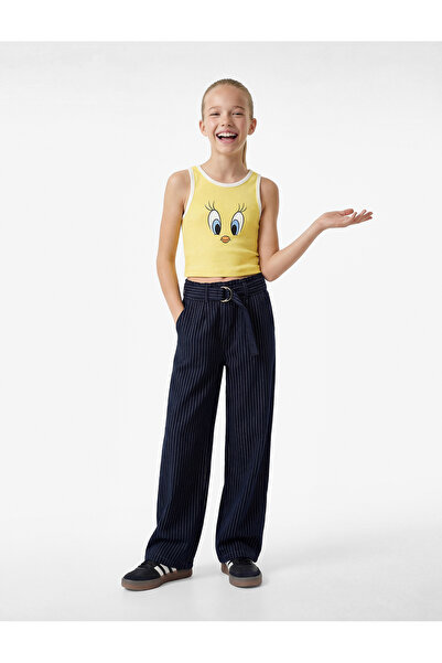 Koton Tweety Licensed με τύπωμα Βαμβακερό αμάνικο μπλουζάκι με λαιμόκοψη