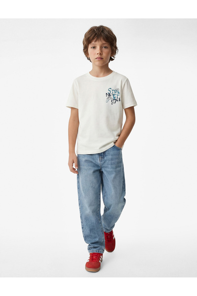 Koton Print Detailed Short Sleeve Crew Neck Cotton T-Shirt