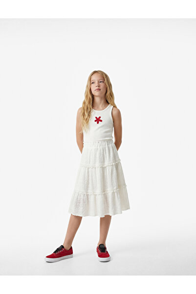 Koton Δαντελένια Λεπτομερής Φούστα Μίντι σε Γραμμή Α με Πτυχώσεις