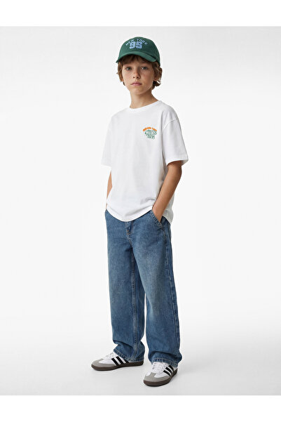 Koton Tricou cu mânecă scurtă, cu decolteu, din bumbac, imprimat pe spate