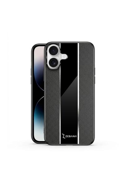 Zebana Apple iPhone 16 Plus Uyumlu Kılıf Zebana Premium Deri Kılıf Siyah