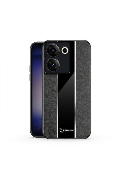 Zebana TECNO Camon 20 Pro 4G Uyumlu Kılıf Premium Deri Kılıf Siyah