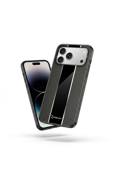 Zebana Apple iPhone 17 Pro Max Uyumlu Kılıf Premium Deri Kılıf Siyah