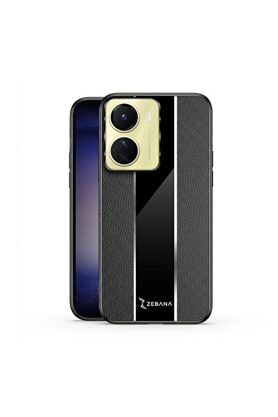 Zebana Vivo Y16 Uyumlu Kılıf Premium Deri Kılıf Siyah