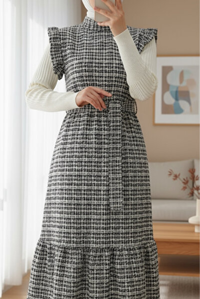 Modamorfo Ζώνη Tweed Gilet με βολάν στα μανίκια