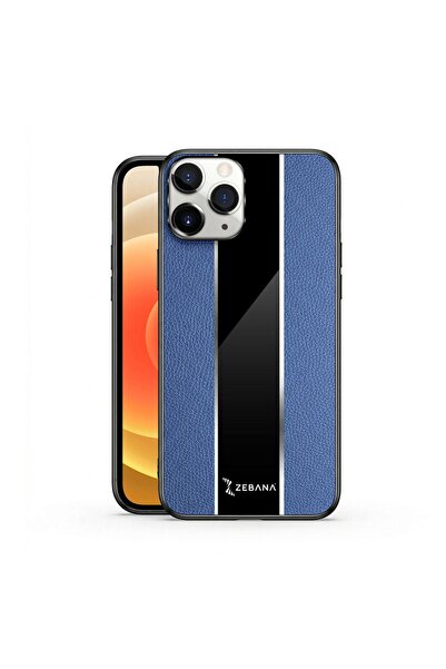 Zebana Apple iPhone 12 Pro Max Uyumlu Kılıf Premium Deri Kılıf Mavi