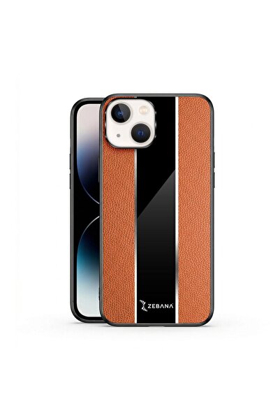 Zebana Apple iPhone 15 Uyumlu Kılıf Premium Deri Kılıf Kahverengi