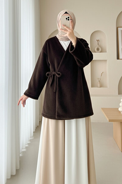 Modamorfo Γούνινο Μπουφάν με Πλαϊνά Δεσίματα -k. Καφέ