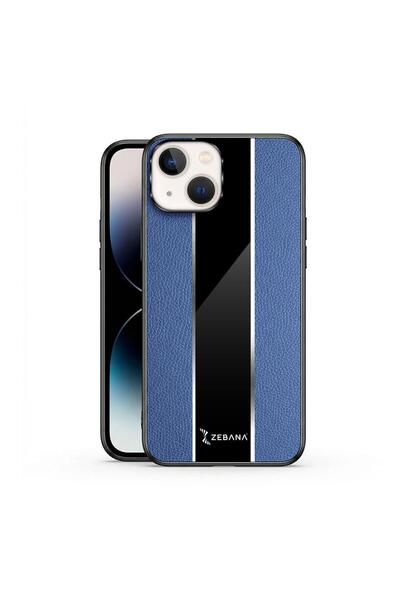 Zebana Apple iPhone 13 Pro Uyumlu Kılıf Premium Deri Kılıf Mavi