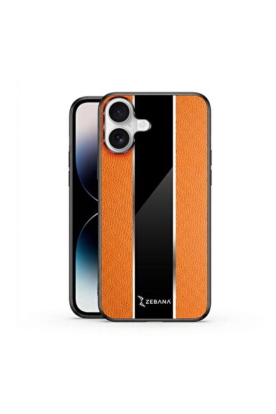 Zebana Apple iPhone 17 Uyumlu Kılıf Premium Deri Kılıf Turuncu