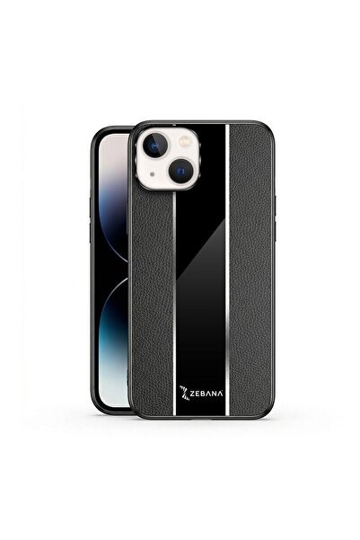 Zebana Apple iPhone 13 Uyumlu Kılıf Premium Deri Kılıf Siyah
