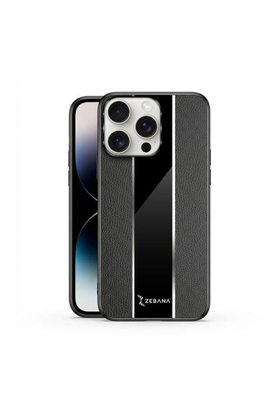 Zebana Apple iPhone 16 Pro Uyumlu Kılıf Zebana Premium Deri Kılıf Siyah