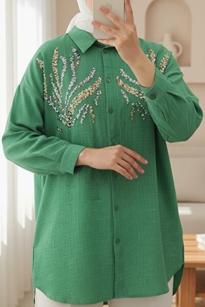 Modamorfo Μακρύ πουκάμισο με παγιέτες στο μπροστινό μέρος - Φροντζ.αν.ισ.