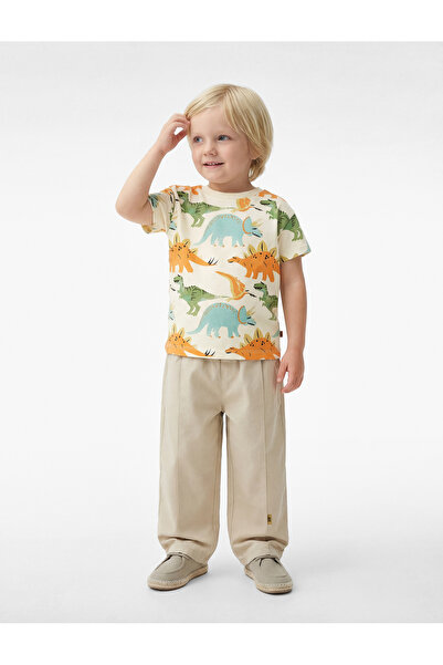 Koton Dinosaur Printed Yellow Baby Boy T-Shirt 6Smb10063Tk