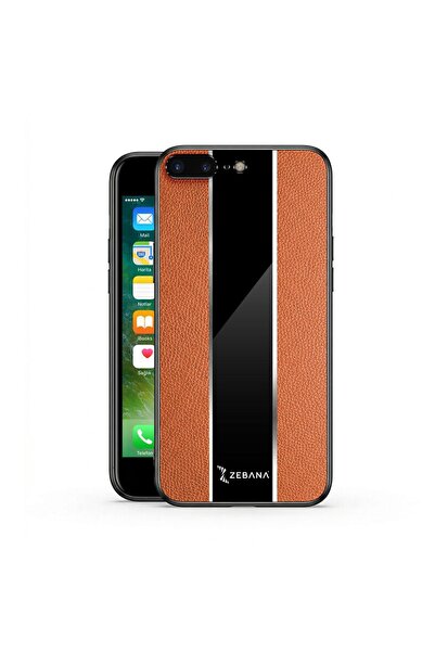 Zebana Apple iPhone 8 Plus Uyumlu Kılıf Premium Deri Kılıf Kahverengi