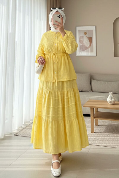 Modamorfo Σετ δαντέλας με κουμπιά μπροστά, κορδόνι στη μέση, ελαστικό μανίκι ...