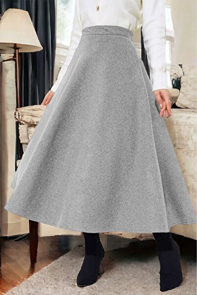 Modamorfo Φούστα καμπάνα με φερμουάρ - γκρι