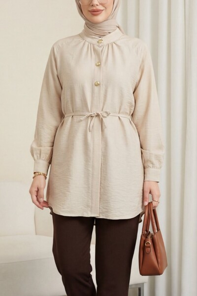 Modamorfo Διακοσμητικό πουκάμισο με κουμπιά, μανίκια ρεγκλάν, κορδόνια και σχ...