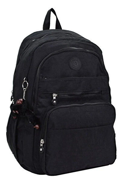 Catwins Μαύρο αδιάβροχο τσαλακωμένο ύφασμα Unisex Σχολικό σακίδιο πλάτης - Γυ...