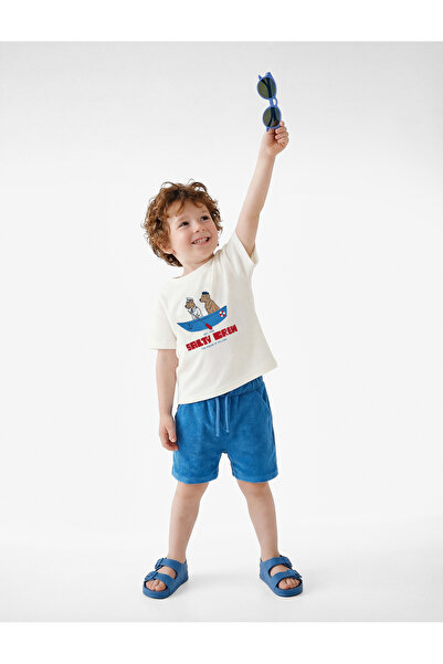 Koton Памучна тениска с къс ръкав и кръгло деколте