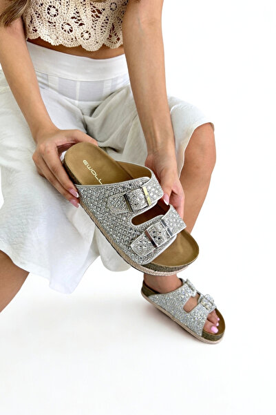 inizio Ασημί Πέτρα Ανατομικές Γυναικείες Παντόφλες EW7038