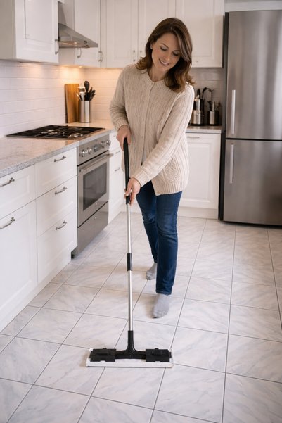 Helin SET Mop Plat + 2X36 Buc Servetele umede pentru mop, suprafete multiple, bicarbonat&otet, fara clor