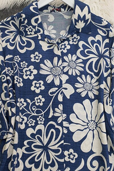 Modamorfo Τουνίκ βισκόζης με κουμπιά και σχέδια - ινδιγκό