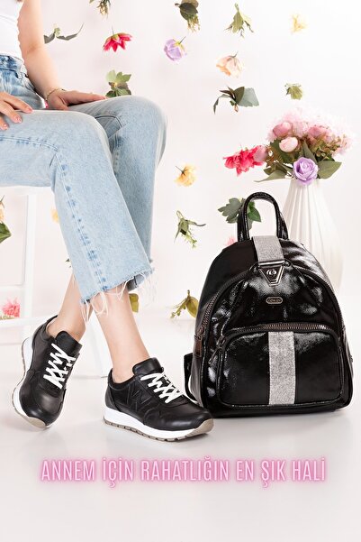 Gondol Γυναικείο σακίδιο πλάτης με λεπτομέρειες από πέτρα ald.1250 Μαύρο λουσ...