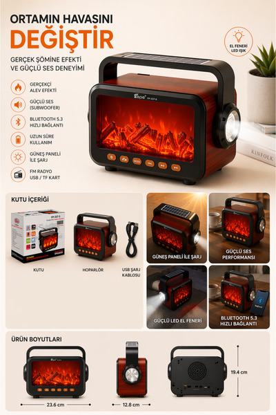 EPE FP-337s Şömine Görünümlü Nostaljik Radyo - El Fenerli Model