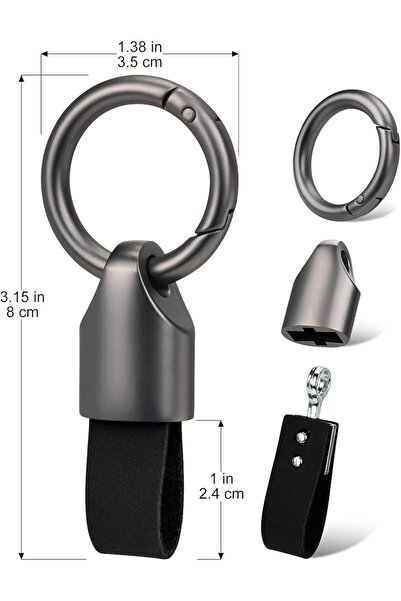 Arabest 2-Pack Detachable Leather Car Keychain,Key Fob Holder with O-Ring,Zin...