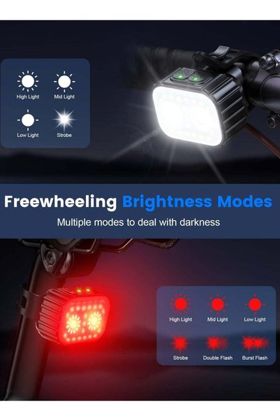 Arabest Rechargeable Bike Light Set,IPX6 Waterproof Front and Back Bicycle Lights,8/12 Modes,58Hrs Runtime