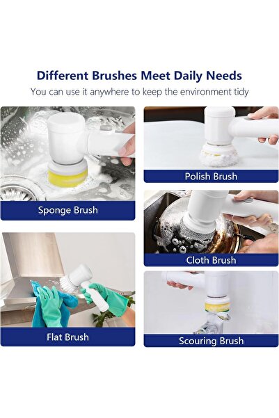 Arabest Cordless Electric Cleaning Brush,5 Interchangeable Heads,Multi-Surfac...