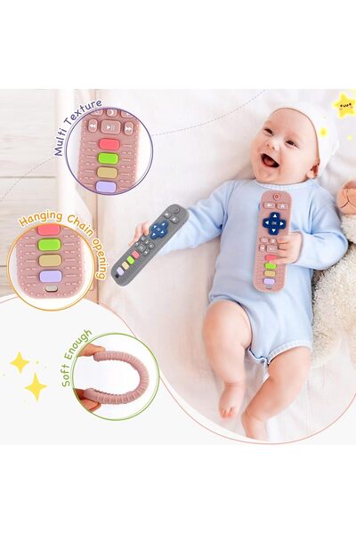 Arabest 2-Pack Silicone Teething Toys for Babies 0-12 Months, Remote Shape Te...