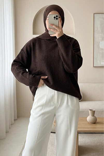 Modamorfo Round Neck Casual Knit Sweater -K. Coffee
