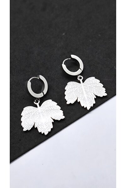 Serenity Leaf Figured Silver Color Steel Earrings