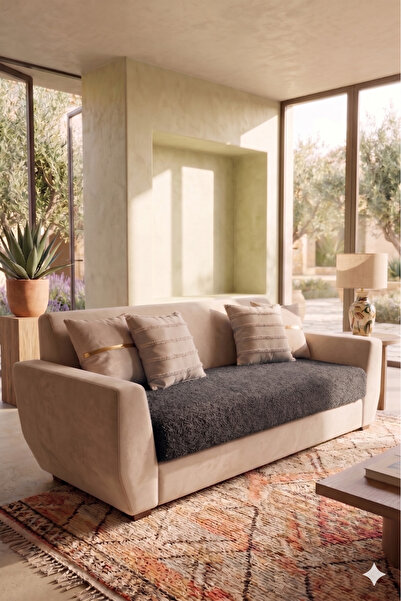 ZADA HOME غطاء أريكة تيدي كيورك من القطيفة لثلاثة أشخاص، منطقة جلوس فقط (قطعة...