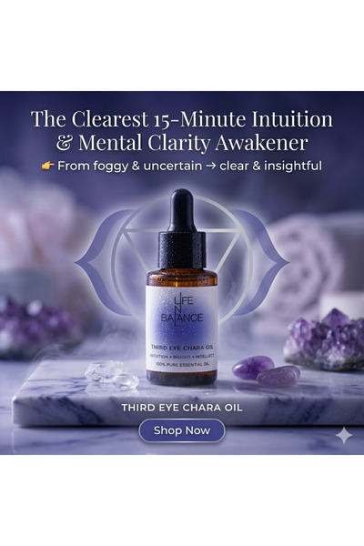 Lifenbalance Third Eye Chakra Oil 30ml – 741 Hz Vibrational Healing Oil for Intuition, Insight & Expression