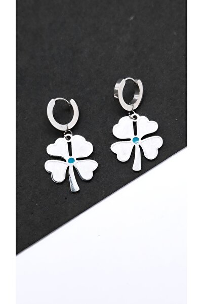 Serenity Shamrock Figured Silver Steel Earrings