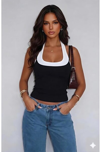 ÖZ PAMUK Βαμβάκι LU Γυναικεία μπλούζα με διπλό χρώμα, μαλακή μπλούζα με κορδό...