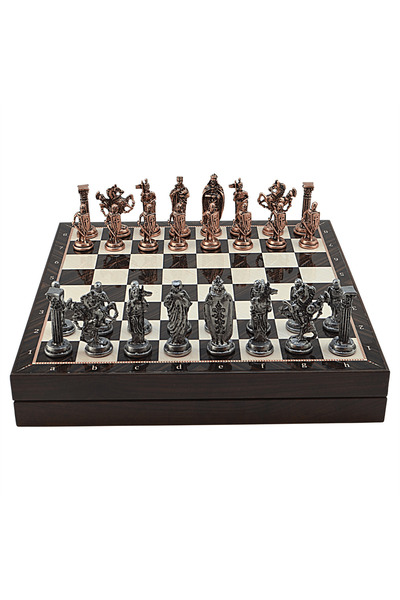 Gift Home GiftHome Büyük Boy Metal İNGİLİZ Satranç Takımı Antik ve Ceviz Dese...