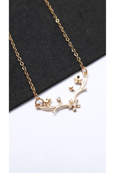 Serenity Flower Figured Tree Branch Steel Necklace