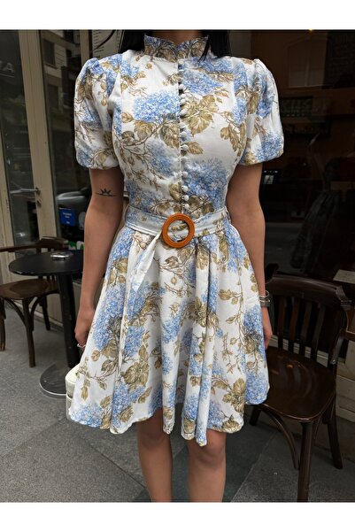 FİNNS Φόρεμα με στάμπα από λινό PERA