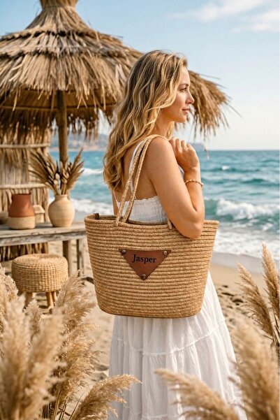 JASPER Ψάθινη τσάντα παραλίας, Τσάντα από γιούτα, Γυναικεία τσάντα, Τσάντα, Α...