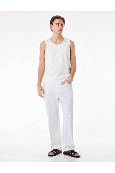 Koton Tricou fără mâneci din bumbac guler rotund slim fit
